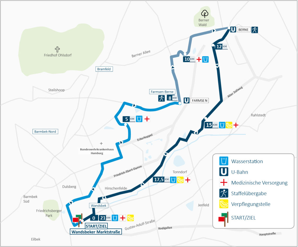 Strecke Halbmarathon PSD Bank Halbmarathon Hamburg